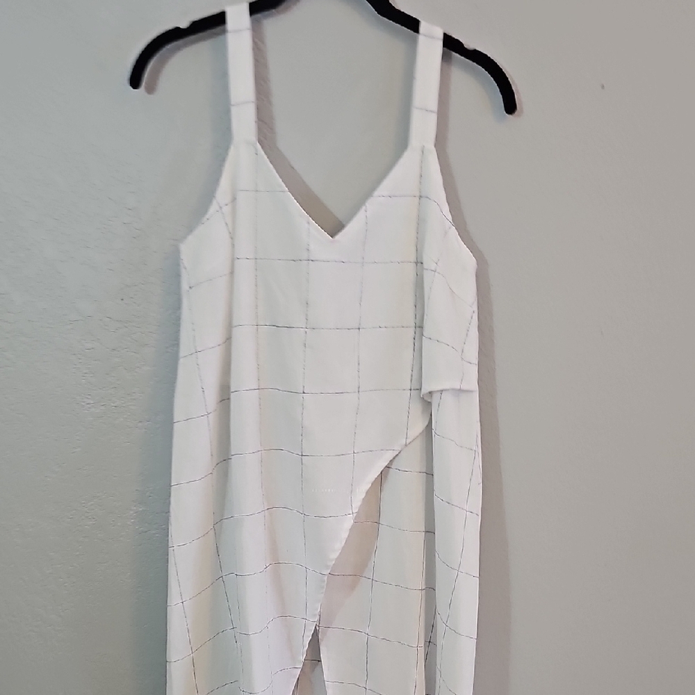 NWT Hem & Thread White And Blue Asymmetrical Tunic Top, Womens Small - Picture 2 of 11